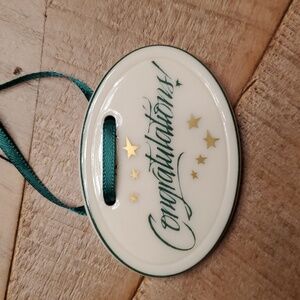 Longaberger CONGRATULATIONS Pottery Tie-on NEW in Box